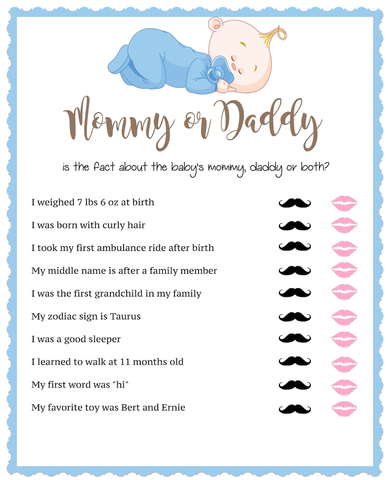 Baby Shower Game Mommy Or Daddy Trivia Instant Download Etsy Baby Shower Game Mommy Or Daddy Trivia Instant Download Etsy