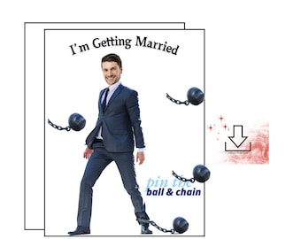 Pin the Old Ball & Chain on the Groom - Bridal Shower Game \ Bachelorette Party Game - Customized with your Grooms Pic