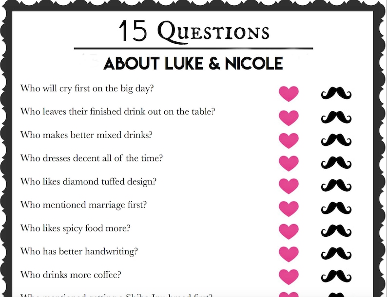 Bride & Groom Trivia Wedding Shower Game Bachelorette Etsy Sweden