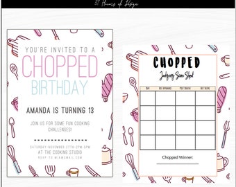 Chopped/Master Chef Cooking Kids Party Invite & Score sheet -Custom Download | Birthday Party | Printable Invitation