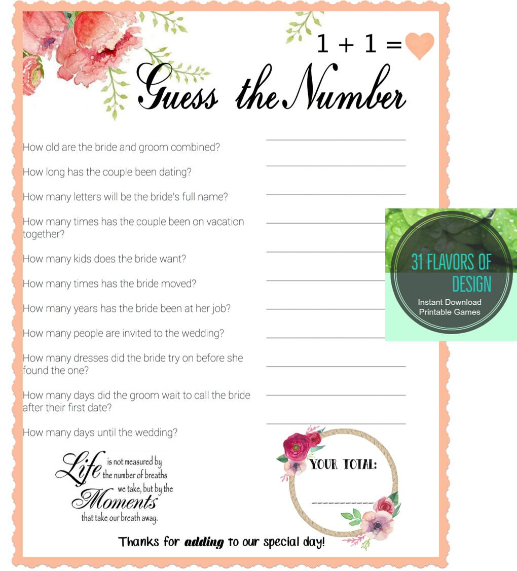 Bridal Shower Games Guess The Dress Printed For You -  Portugal