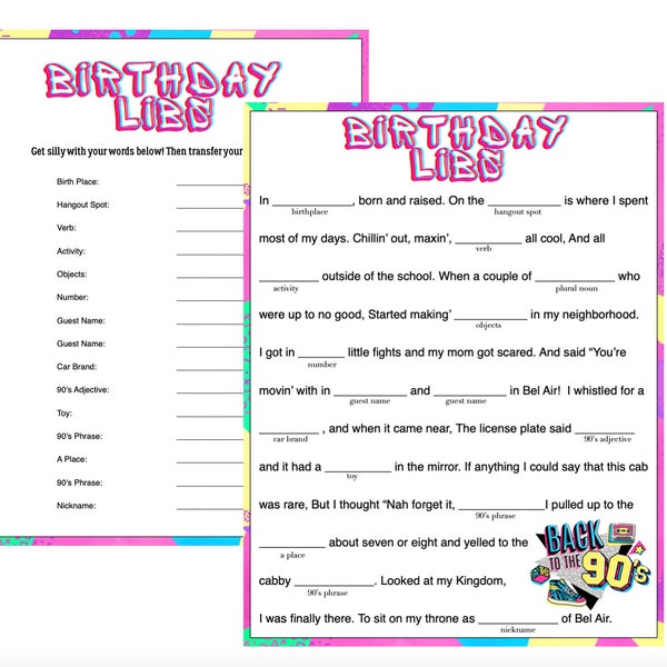 Birthday Mad Libs - Etsy