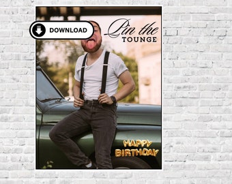 Pin the Tongue - Birthday Party \ Bachelor Party Game  | Birthday Party Game - Customized with your picture