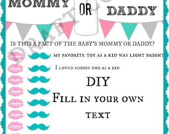 Baby Shower Game | Mommy or Daddy | DIY-Instant Download