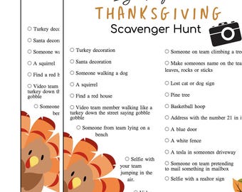 Thanksgiving Scavenger Hunt Game-Instant Download |  Family, Friends