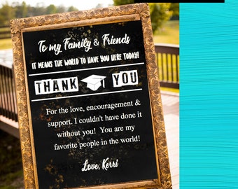 Graduation Party Sign- Custom Download- Print & Frame- Graduation party Decorations- Thank you Sign