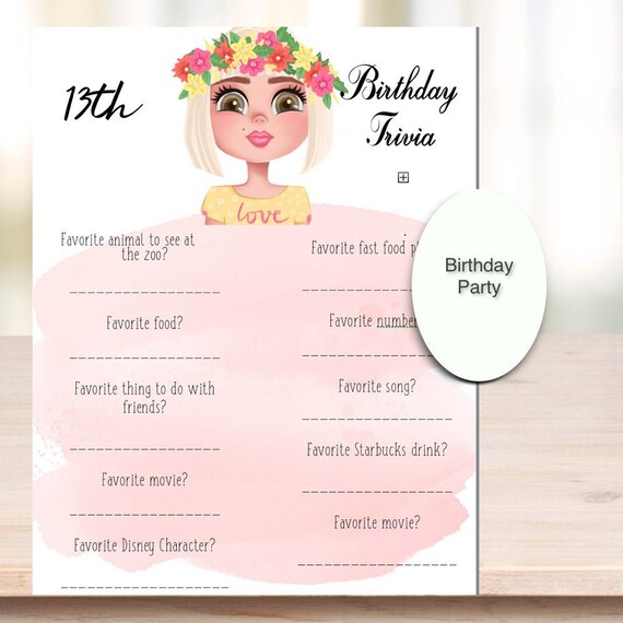 Tween Girls Birthday Party Game Who Knows the Birthday Girl Etsy