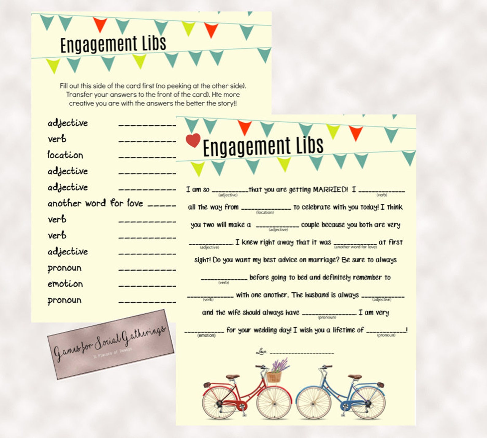 Engagement Libs Wedding Shower Mad Libs Engagement Party | Etsy