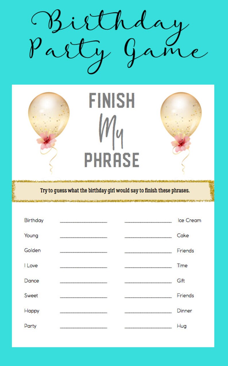 Birthday Party Game Birthday Party Download Birthday Etsy Birthday Party Game Birthday Party Download Birthday Etsy