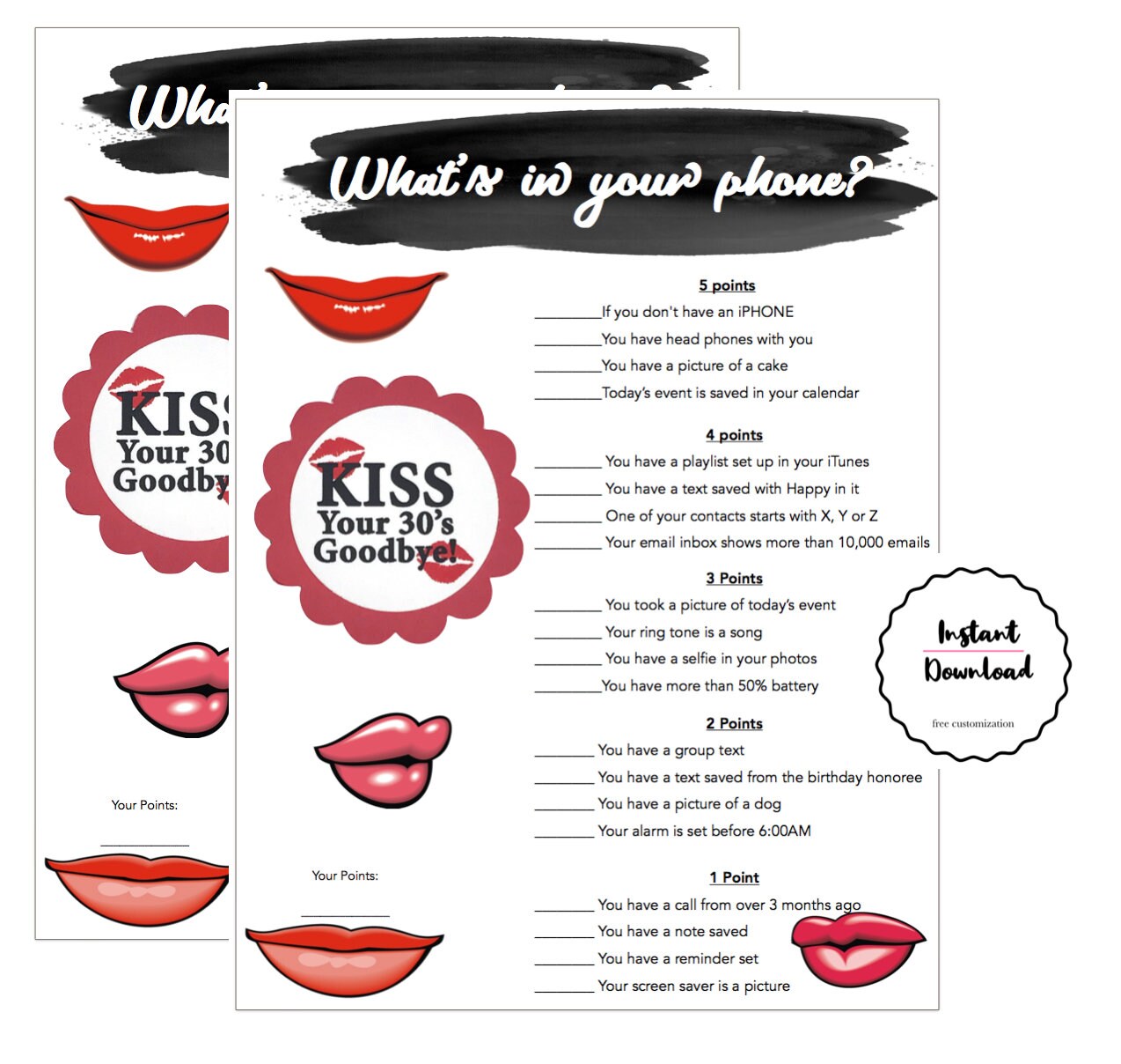 40th Birthday Party Game Whats in Your Phone-birthday Party - Etsy