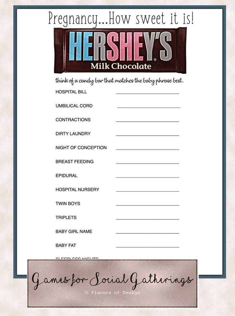 Gender Reveal Idea Diy Baby Shower Game Guess The Candy Bar Etsy