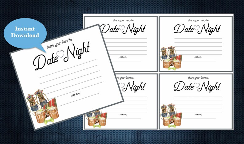 Printable Decor: Bridal Shower Date Night Ideas Instant | Etsy