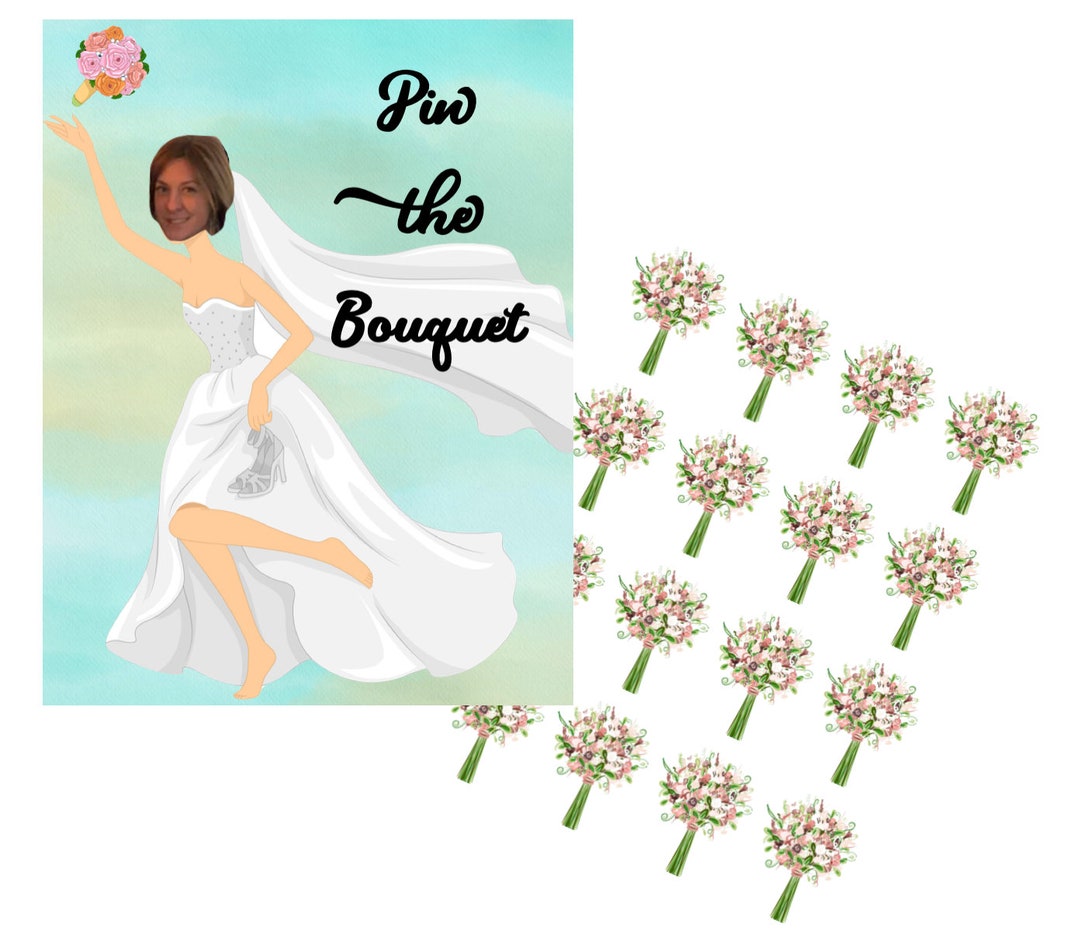 Pin the Bouquet on the Bride Bridal Shower Game Bachelorette Party Game