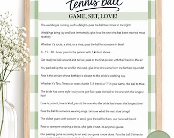 Tennis Theme Bridal Shower Game, Pass the Ball (PDF Download)