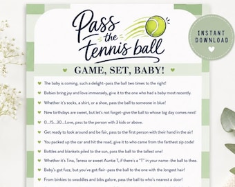 Pass the Tennis Ball Baby Shower Game, Tennis Theme (Instant Download)