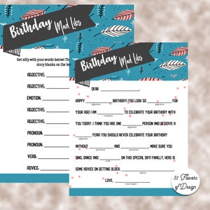 Birthday Party Mad Libs Birthday Mad Libs Birthday Party Printable DIY ...