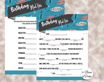 Birthday Party Mad Libs - Birthday Mad Libs - Birthday Party Printable -DIY Mad Lib Game