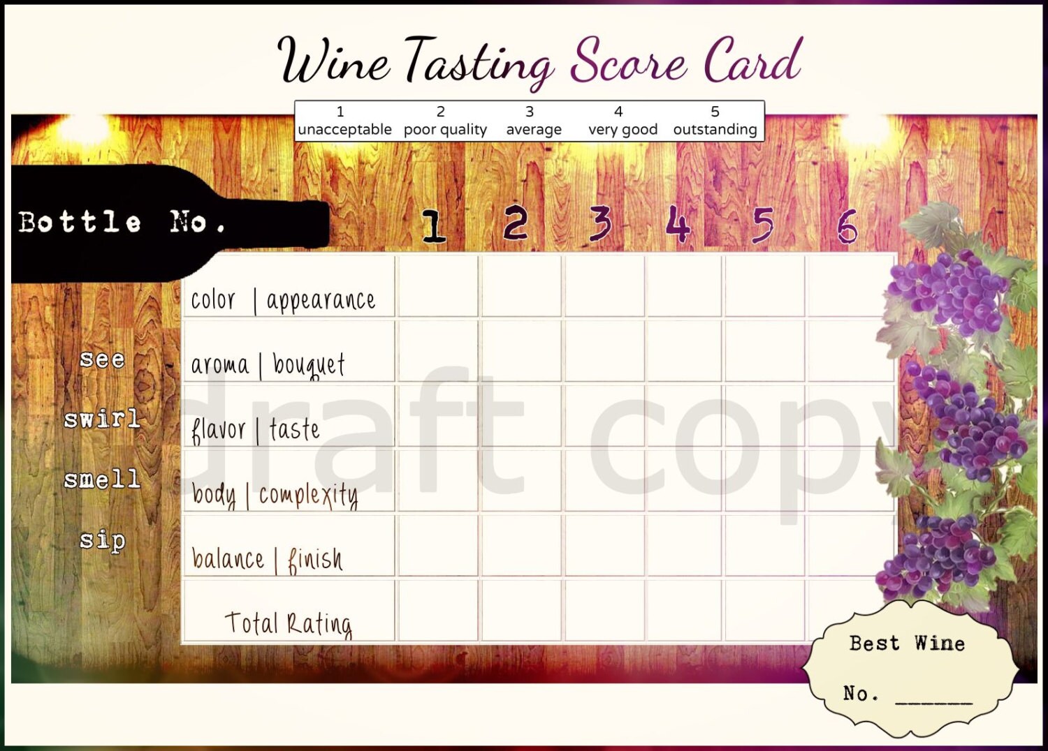 Wine Tasting Scorecard - Etsy