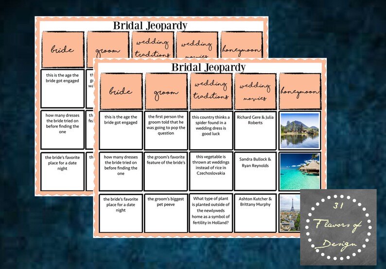 Bridal Shower Jeopardy Game Instant Download Etsy