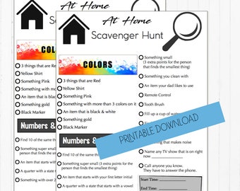 At home scavenger hunt game, Play with family or friends virtually, Kids Scavenger Hunt Download, Printable Kids Scavenger Hunt Games