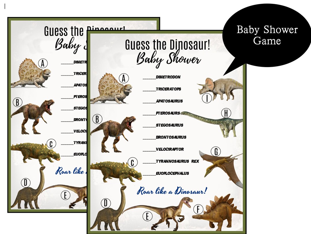 DINOSAUR Birthday Party Game Guess the Dinosaur Trivia Game Instant Download Boys Birthday Party