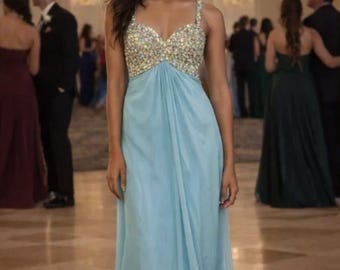 La Femme Light Blue Embellished Prom Dress. Size 2. New