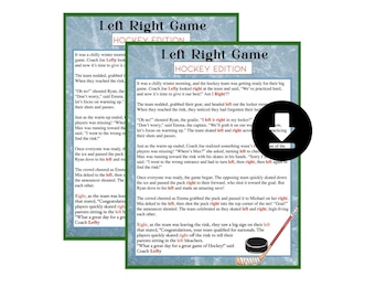 Hockey Party Game | Left Right Story | Pass the Present Game,  Left / Right Hockey Story - Instant Download - hockey birthday party