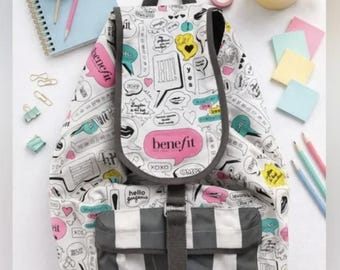 Benefit Cosmetics Backpack Pink Graphic Print Backpack Cute Travel Bag