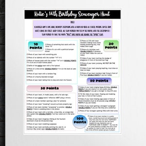 Birthday Neighborhood Scavenger Hunt Download | Custom Download for Birthday Party -Teen Scavenger Hunt