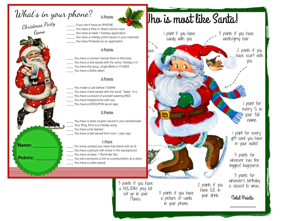 Christmas Game 2 Pack Whats in Your Phone & Who is Most Like Santa