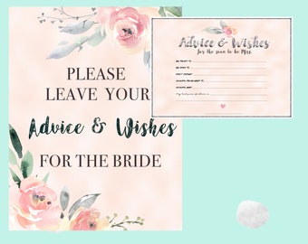 Advice and Wishes for the Bride - Instant Download - Sign & Cards| Advice for the Bride