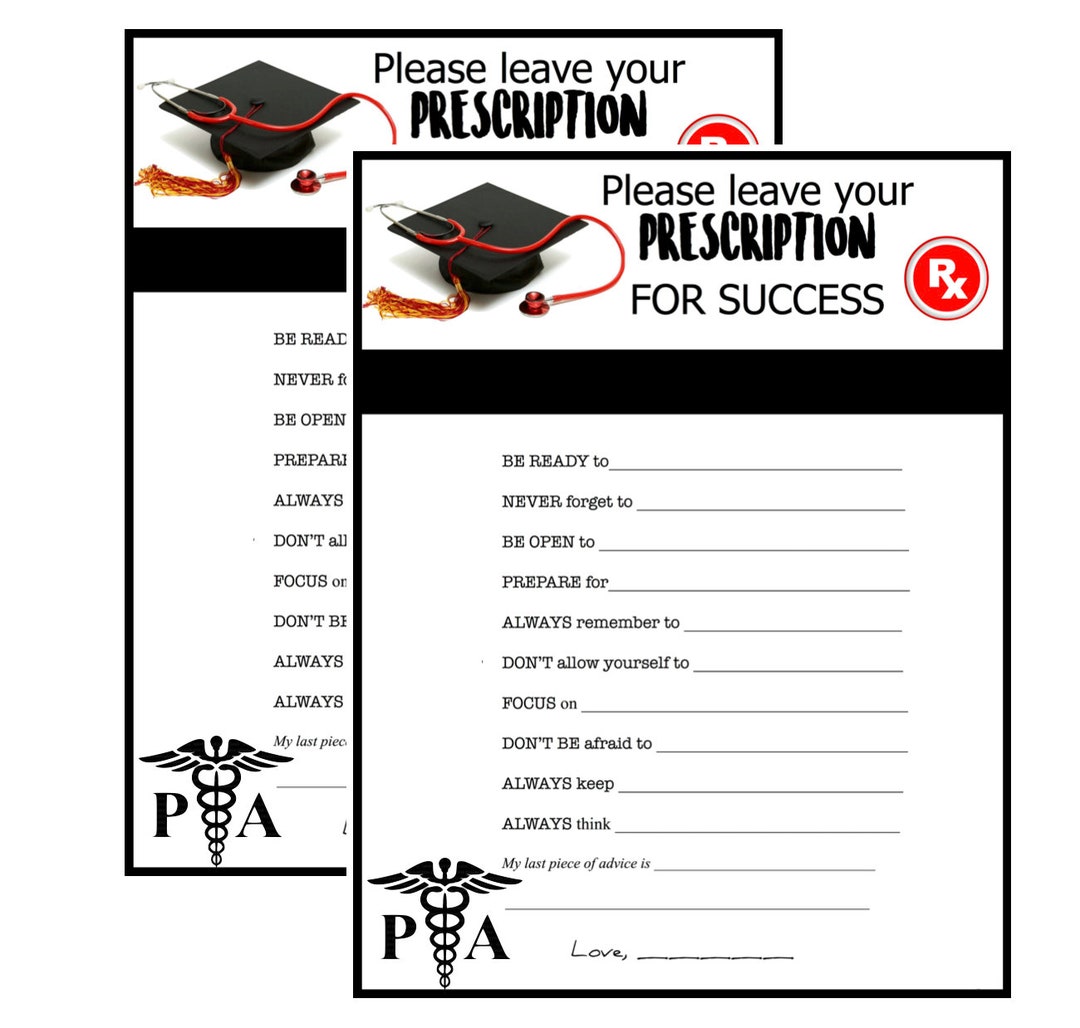 Prescription for Success Nursing Graduation Advice Cards Instant ...