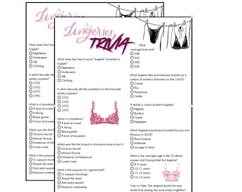 Bachelorette Party | Who know's Lingerie Trivia? | Instant Download | Fun bachelorette party game