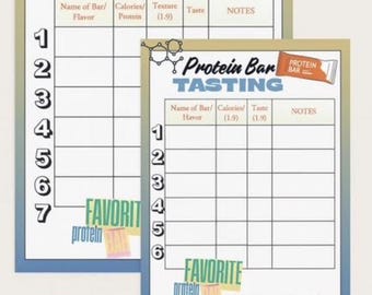 Protein Bar Tasting Score Card INSTANT DOWNLOAD | Friends, Family, Kids Tasting Cards| Protein | Tasting Cards
