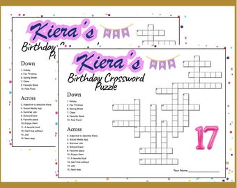 Custom Birthday Crossword puzzle - Custom Download- Its giving birthday vibes
