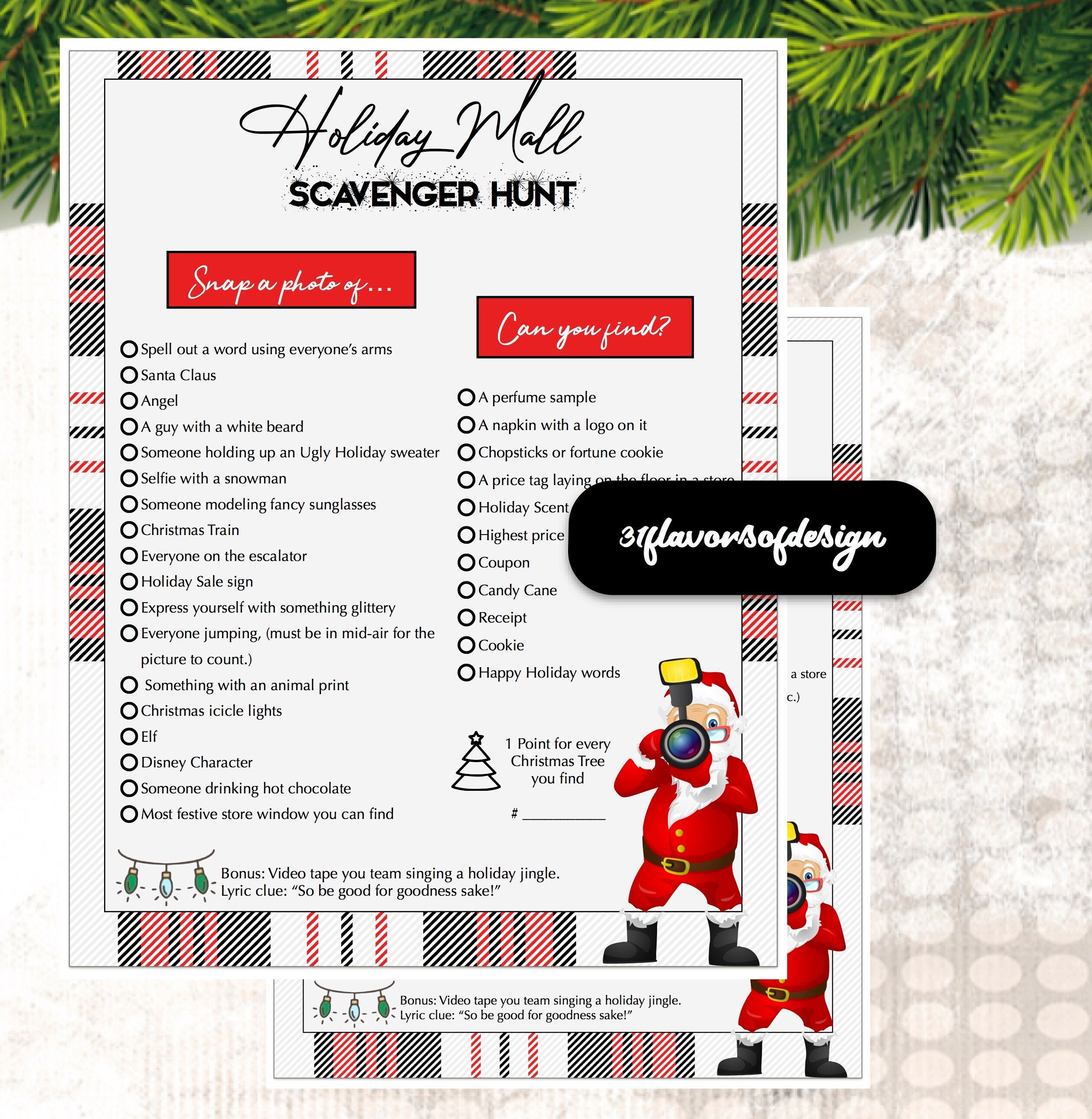 Holiday Mall Scavenger Hunt Game-instant Download Christmas - Etsy