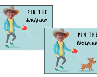 Pin the Weiner on the Groom - Bridal Shower Game \ Bachelorette Party Game - Customized with your Grooms Pic