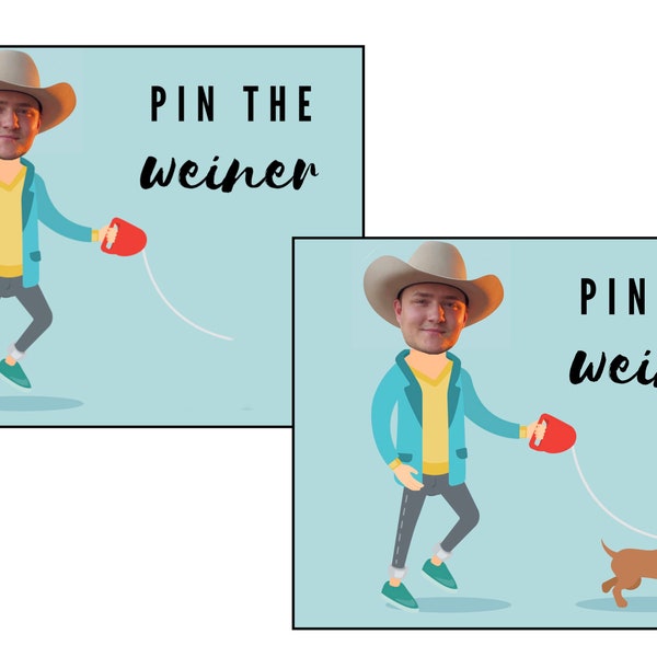 Pin the Weiner on the Groom - Bridal Shower Game \ Bachelorette Party Game - Customized with your Grooms Pic