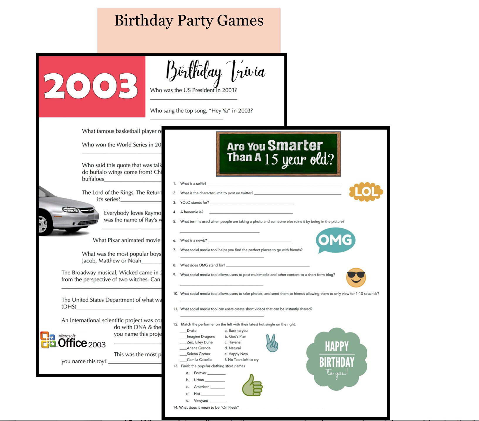 2 Game Pack 2003 Birthday Trivia Game Are You Smarter Than A Etsy