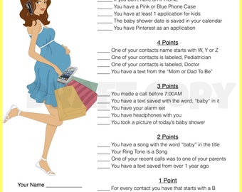 Baby Shower Game-Whats in your phone?- Blue/Boy Theme