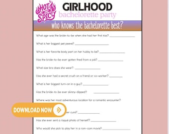 Bachelorette Party Game | GirlHood | Who knows Bride to be best - Hot & Spicy