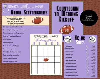 Bridal Shower Football Theme Bridal Shower Game Pack | Printable Donwloads- Football Bridal Shower - Football Couples Shower