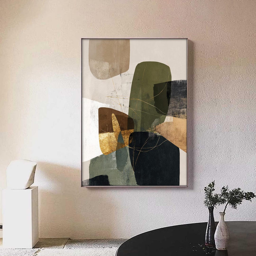 Green and Gold Abstract Art Original, Large Textured Painting on Canvas ...