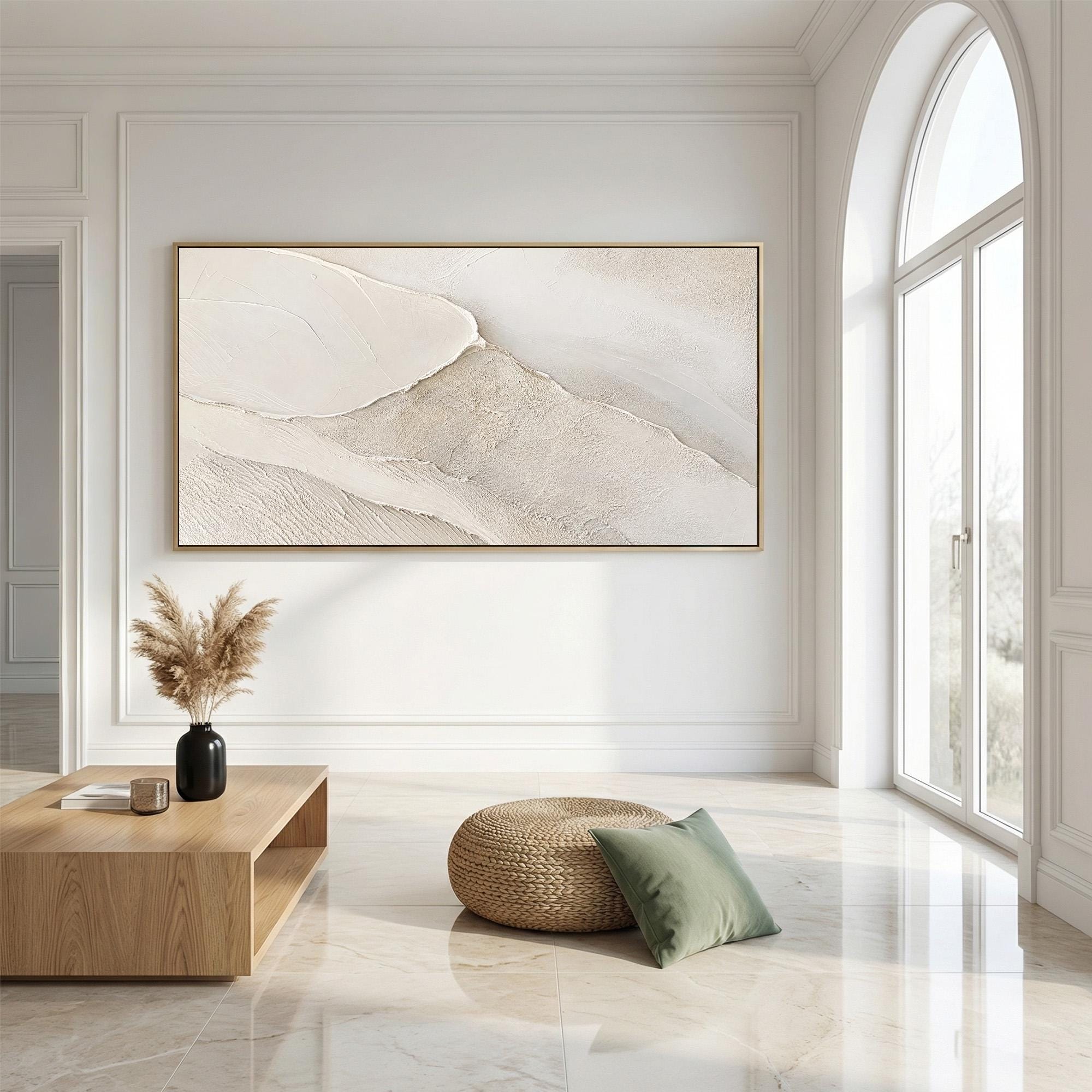 Large 3D Textured Wall Art, Minimalist Wabi Sabi Painting, Neutral