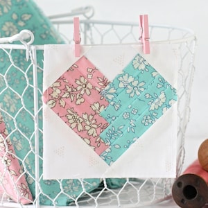 Heart Foundation Paper Piecing Quilt Block PDF Pattern, FPP 5 Sizes - 2 inch, 3 inch, 4 inch, 5 inch, 6 inch, Print at Home