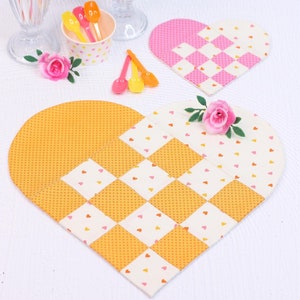 Braided Heart Mugrug Coaster PDF Sewing Pattern; Valentines Heart Coaster and Placemat Set; Love Heart Mugrug & Placemat Digital Pattern
