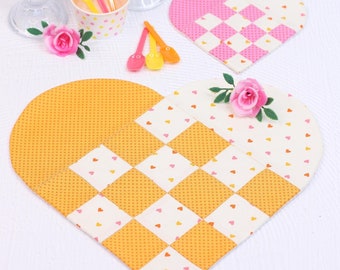 Braided Heart Mugrug Coaster PDF Sewing Pattern; Valentines Heart Coaster and Placemat Set; Love Heart Mugrug & Placemat Digital Pattern