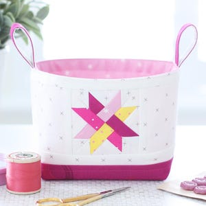 Luma Bucket PDF Sewing Pattern • Fabric Storage Basket • Woven Star FPP Panel • Two Sizes • Digital Download