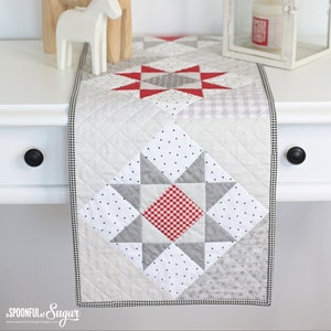 Star Table Runner PDF Sewing Pattern; quilted table runner; modern quilting; table setting; gift idea; beginner friendly; digital download.