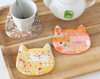 Cosy Cat Coaster Mug Rug PDF Sewing Pattern